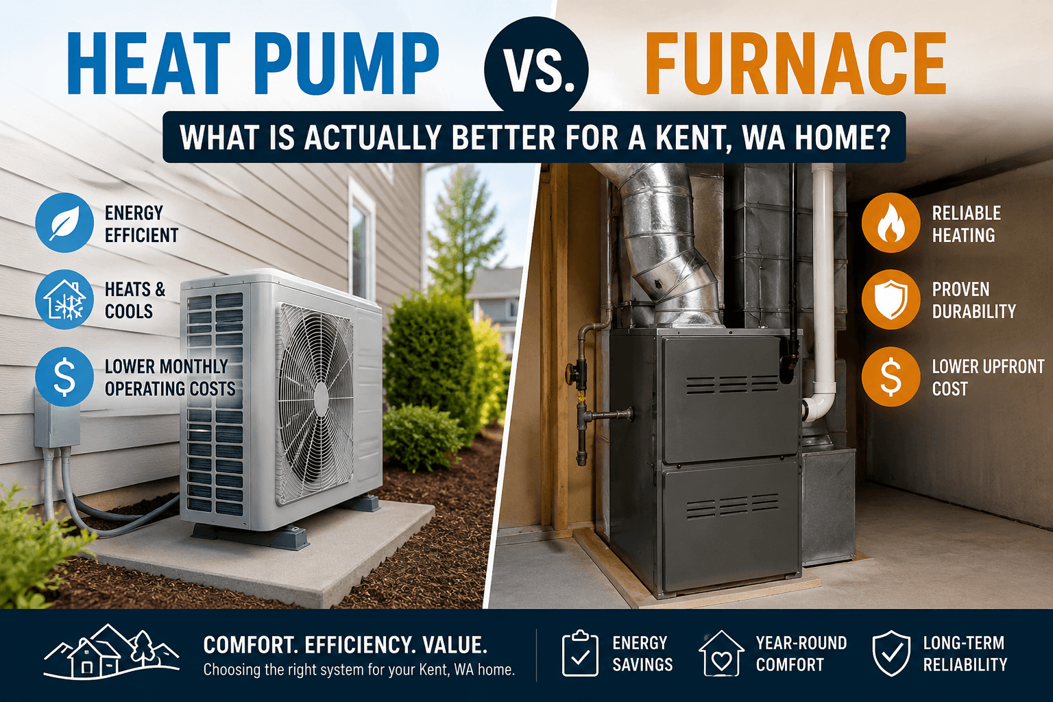 Heat Pump vs. Furnace: What is Actually Better for a Kent, WA Home?